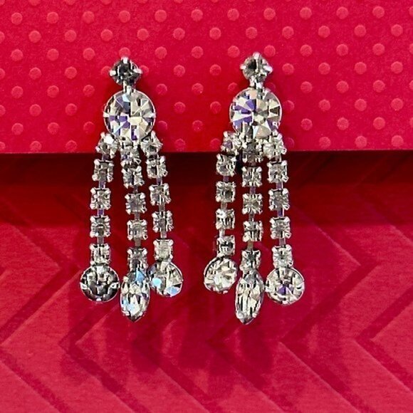 Vintage Crystal Screw Back Earrings - Picture 1 of 4